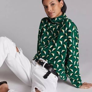 Anthropologie Maeve Carys mock neck geo print sweater